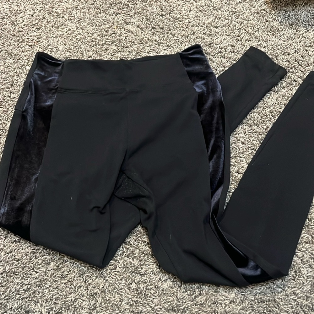 Athleta Metro Tuxedo Stripe Skinny Black Velvet Ponte Pant Women’s Size Small